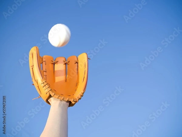 Fototapeta 野球グローブでボールをキャッチ