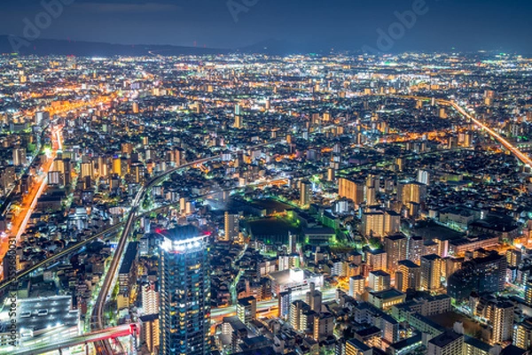 Fototapeta 大阪　あべのハルカスからの夕景～夜景