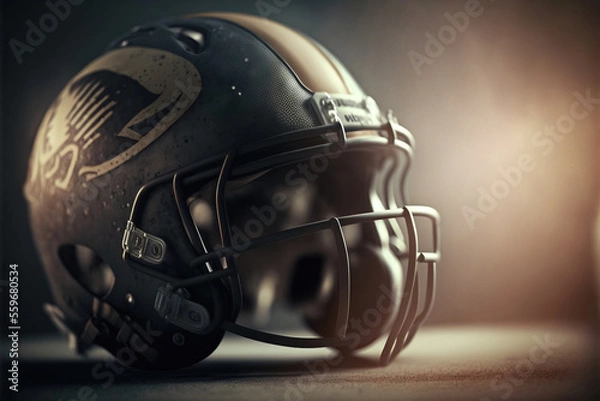 Fototapeta American football helmet in a super bowl game, generative ai