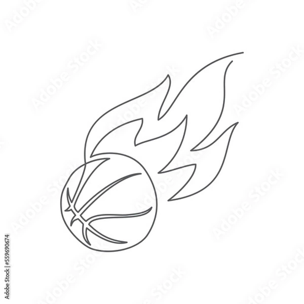 Fototapeta Basketball One line drawing isolated on white