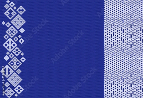 Obraz 伝統刺繍のベクターイラスト セット モドコと鞘型
日本の東北地方青森県の伝統刺繍 津軽こぎん刺しのモドコ（模様） 