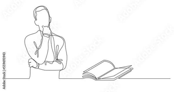 Fototapeta man thinking about interesting book PNG image with transparent background