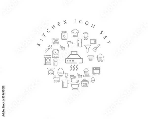 Fototapeta kitchen icon set desing.