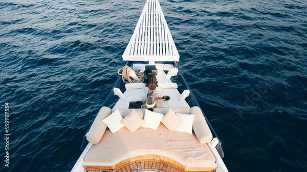 Fototapeta luxury boat  hulk with a view of the ocean