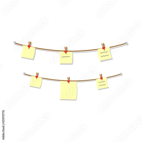 Fototapeta Vector stickers with notes in flat style isolated on white background