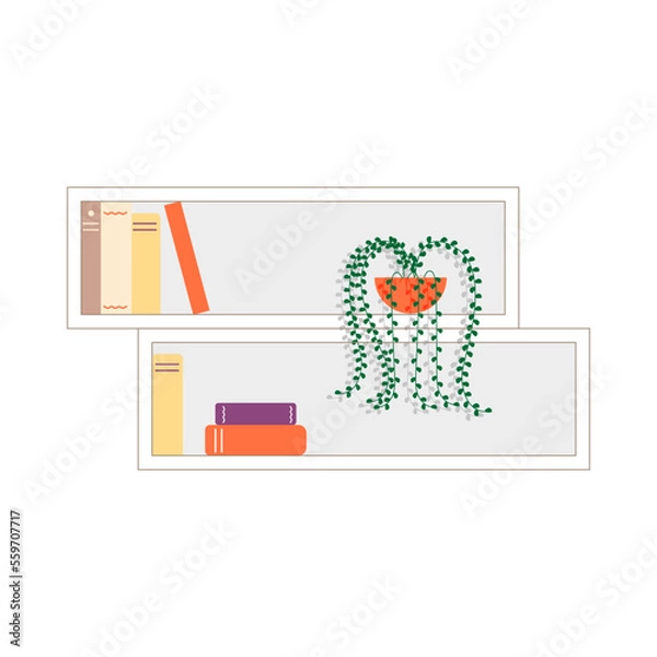 Fototapeta Vector illustration a bookshelf in flat style