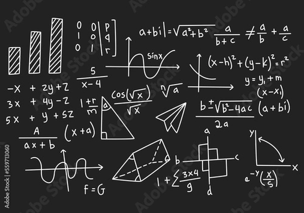 Fototapeta Vector realistic math chalkboard background illustration