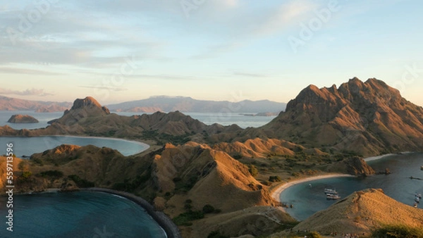 Fototapeta views of Padar Island, Indonesia in the sunrise time