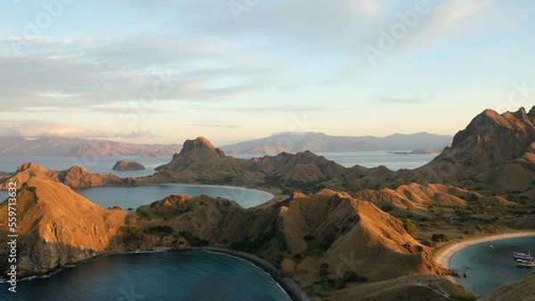 Fototapeta views of Padar Island, Indonesia in the sunrise time