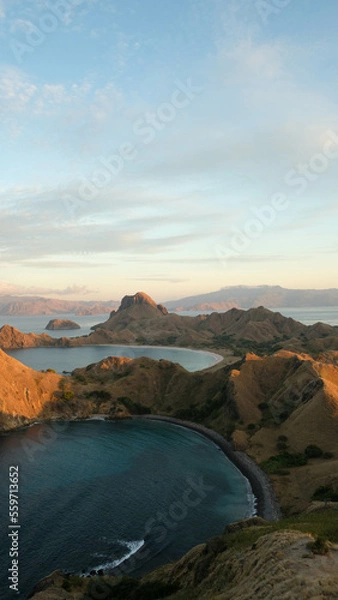 Fototapeta views of Padar Island, Indonesia in the sunrise time