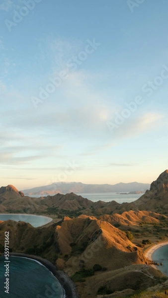 Fototapeta views of Padar Island, Indonesia in the sunrise time