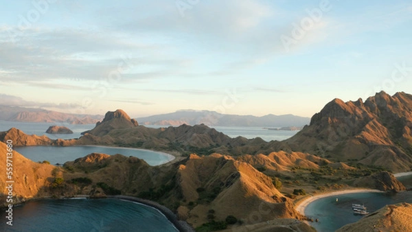 Fototapeta views of Padar Island, Indonesia in the sunrise time