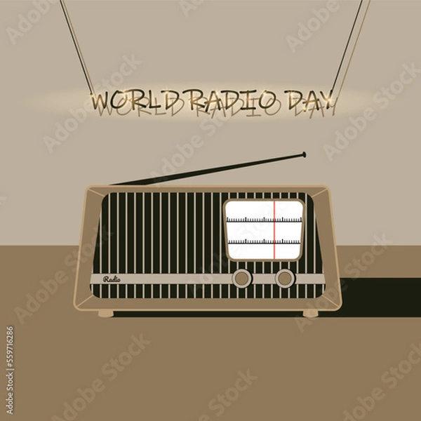 Fototapeta Vector illustration of radio in flat style. Radio day.	