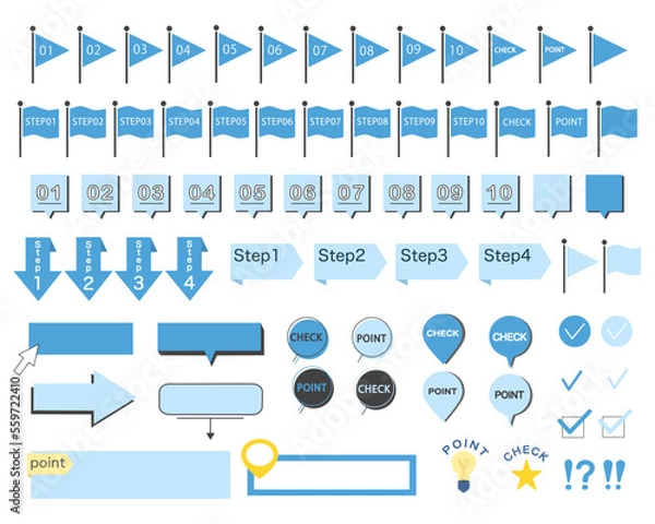 Obraz 数字とチェック＆ポイント 青ver