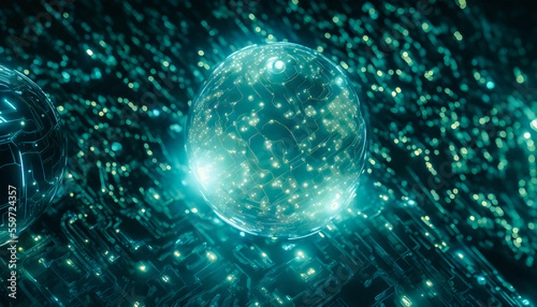 Obraz An abstract computer virus, bursting with colorful lights and effects, captures the complex and dangerous nature of this digital threat. Generative AI