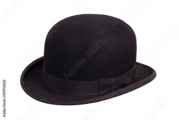 Fototapeta Black bowler hat angled view isolated