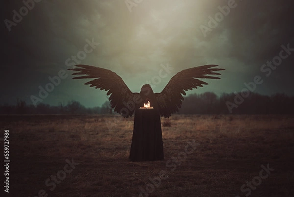 Fototapeta Fallen angel in a desolate land