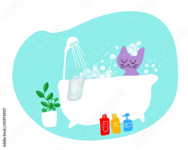 Obraz 入浴中の猫