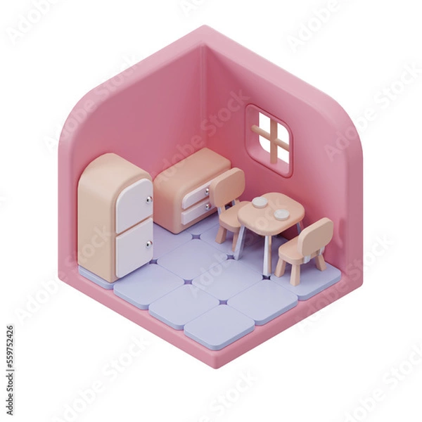 Fototapeta 3d render of a house isometric transparent