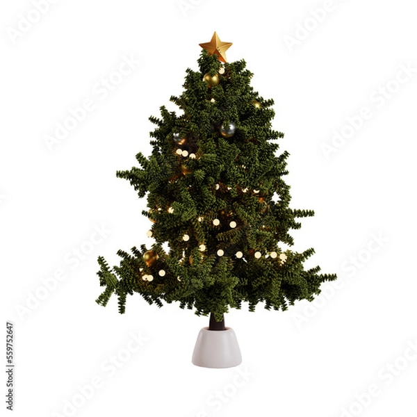Fototapeta christmas tree transparent 3d render