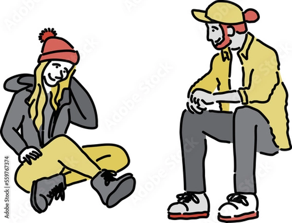 Obraz 座る人物セット　秋冬
