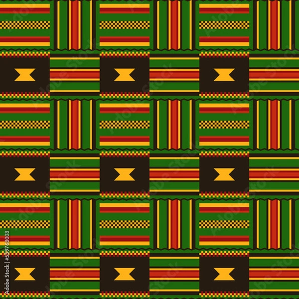 Obraz Kente cloth. African textile. Ethnic seamless pattern. Tribal geometric print. 