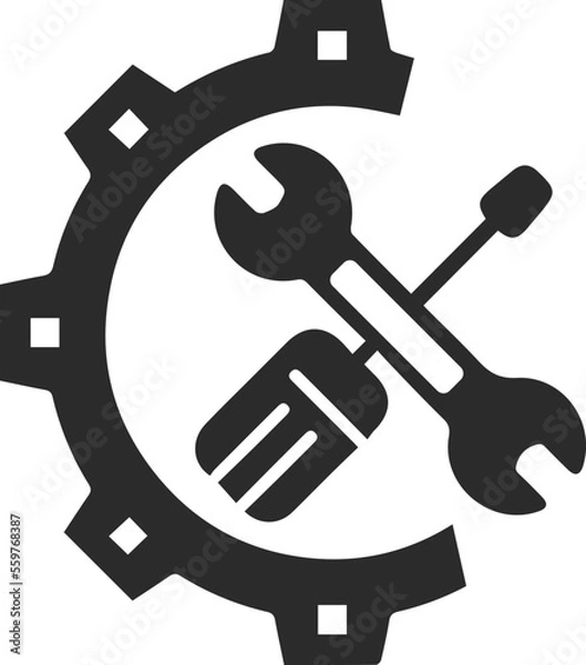 Obraz Bad maintenance icon, maintenance error icon black vector