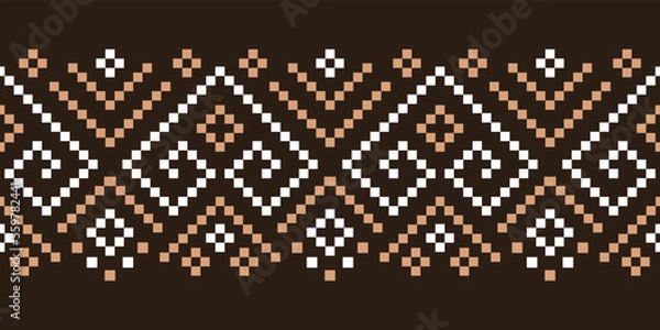 Obraz Nature vintages cross stitch traditional ethnic pattern paisley flower Ikat background abstract Aztec African Indonesian Indian seamless pattern for fabric print cloth dress carpet curtains and sarong