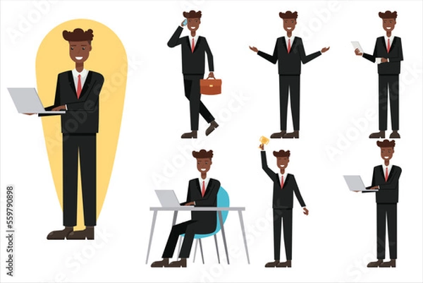 Obraz set Businessman working character design . Vector