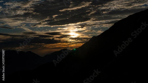 Fototapeta 山頂の夕焼け