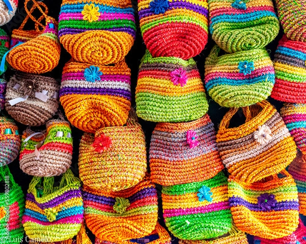Obraz colorful wool bags
