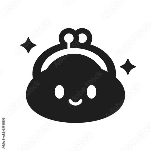 Fototapeta シンプルでかわいい笑顔のがま口型のお財布 - 節約･お得・給付金･お小遣いのイメージ素材
