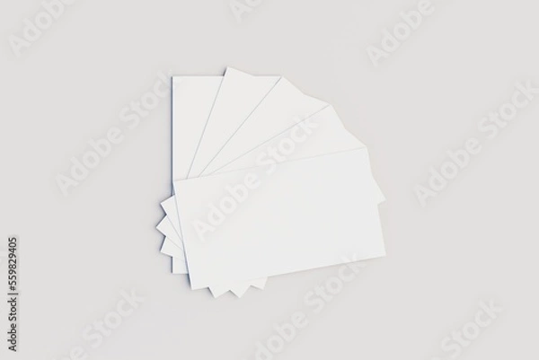 Fototapeta Minimal business visiting card mockup in hand fan disposition concept on white background psd. 3D Rendering