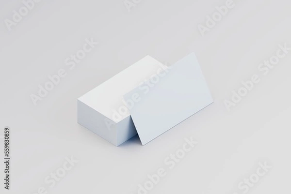 Fototapeta Minimal business visiting card mockup in hand fan disposition concept on white background psd. 3D Rendering