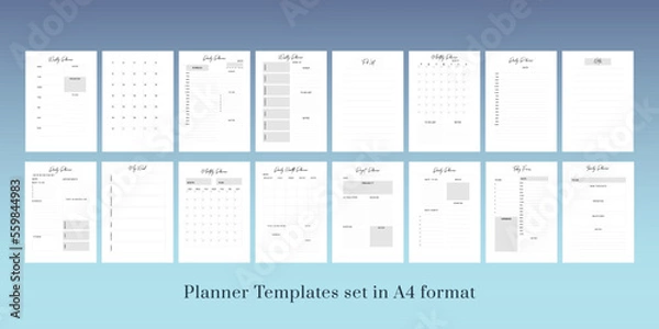Obraz Bullet journal, Planner, Habits tracker printable Template