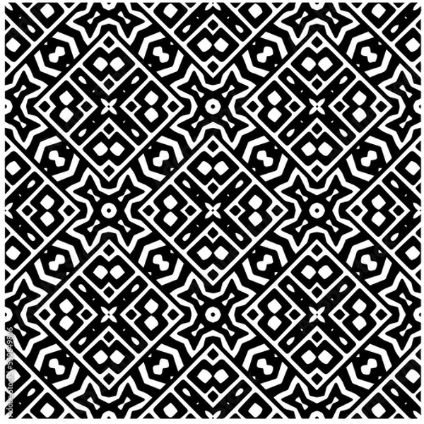 Fototapeta Vector pattern in geometric ornamental style. Black and white color.Seamless pattern.