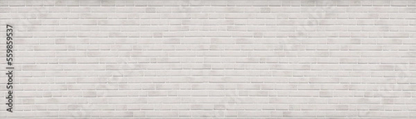 Obraz whitewash brick wall texture, generative ai panoramic background