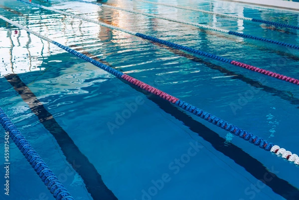 Fototapeta empty swimming pool with blue water