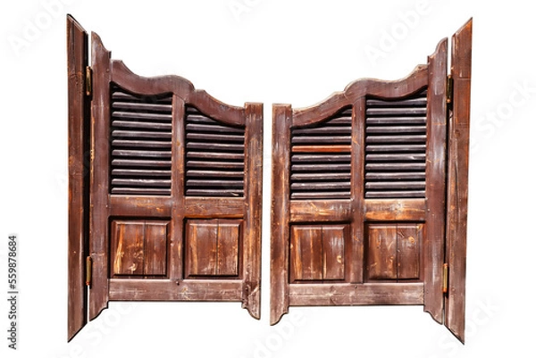 Obraz Old rough wooden saloon doors isolated png with transparency