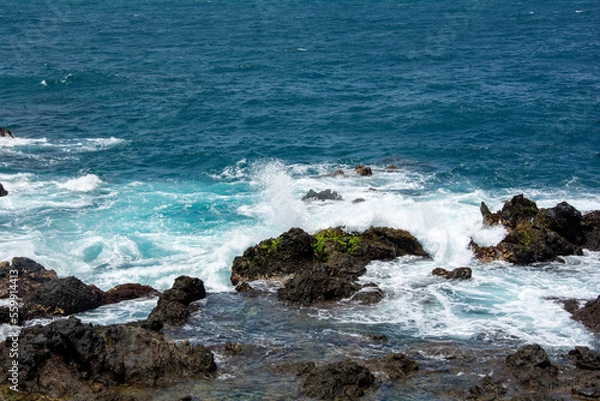 Fototapeta Lava stones in the surf