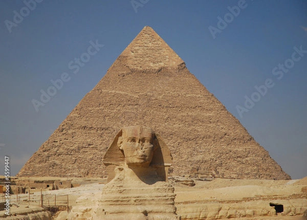 Fototapeta Sphinx and Pyramid of pharaoh Chephren