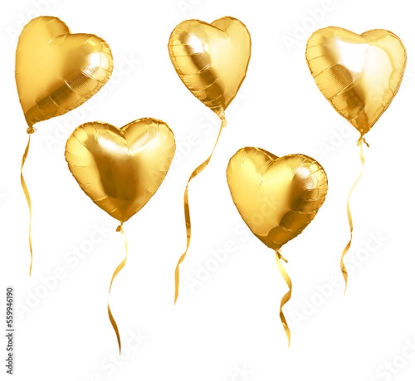 Obraz Golden heart shaped air balloons