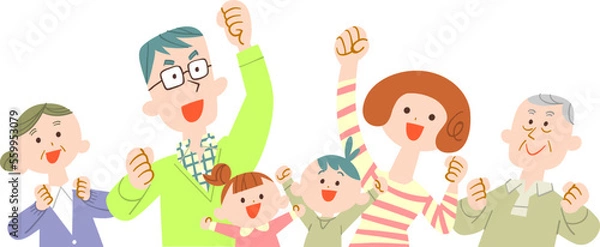 Obraz 元気な三世代家族の上半身
