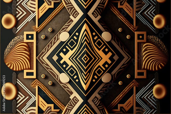 Obraz luxury Afrofuturism pattern ideal for backgrounds - African art - Golden