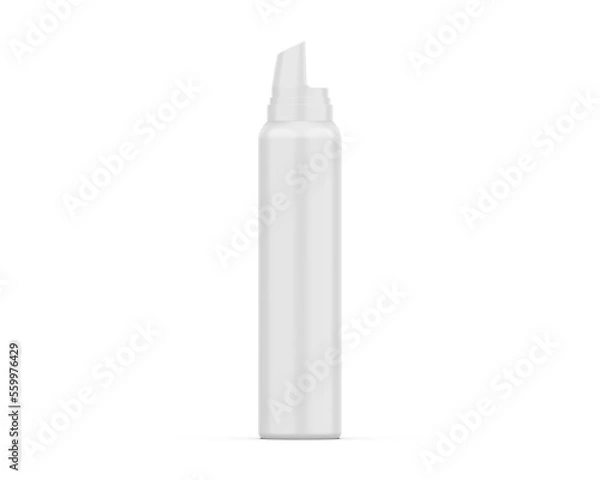 Fototapeta Blank cosmetic foam bottle ready for your design and branding mockup template isolated on white background, 3d illustration.