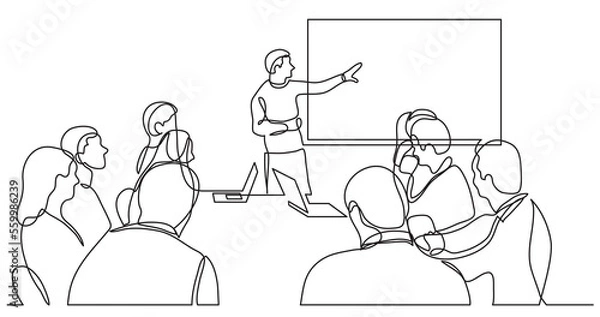 Obraz team member explaining work plan in fron of business team - PNG image with transparent background