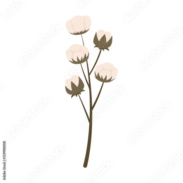 Fototapeta Autumn bouquet flowers, tree branches on white background. Dry autumn leaves and plant vector illustration. Autumn, botany, decoration concept