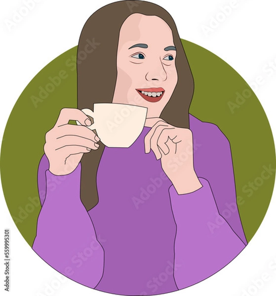 Fototapeta Illustration vector graphic of Drinking Coffee, fit for template, design resources 