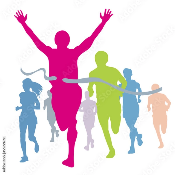 Fototapeta biegacze docierający do mety