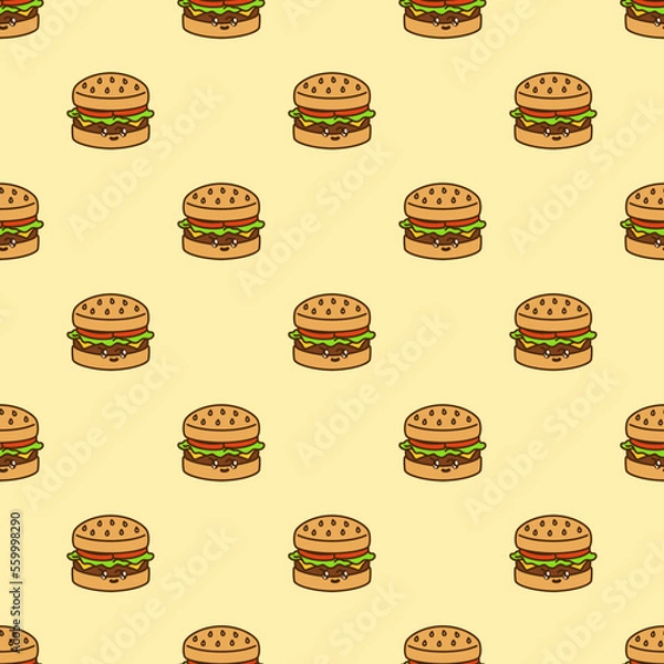 Fototapeta vector icon of cute doodle pattern fast food burger